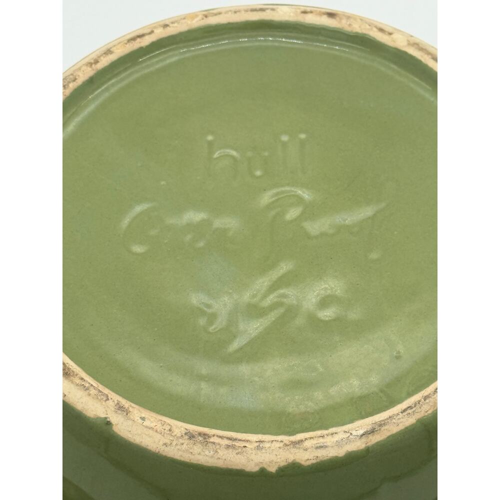 VTG Hull Pottery Avocado Green Drip Glaze Bean Pot Crock w/Lid Oven Proof USA - Picture 4 of 13